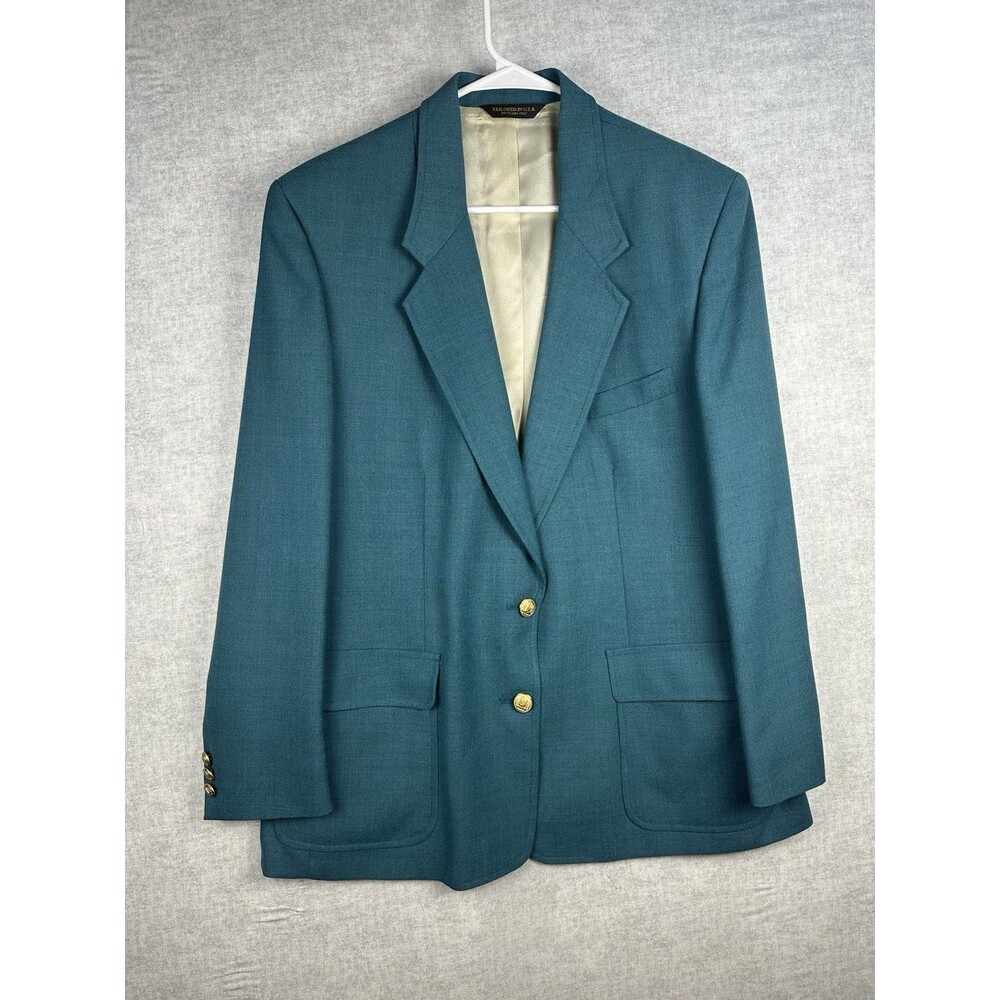 Vintage Lady Hardwick Womans Teal Lined Suit Jacket 14 Made In USA Wool Blend